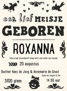 Geboortekaartje met tekst Geboortekaartje met tekst